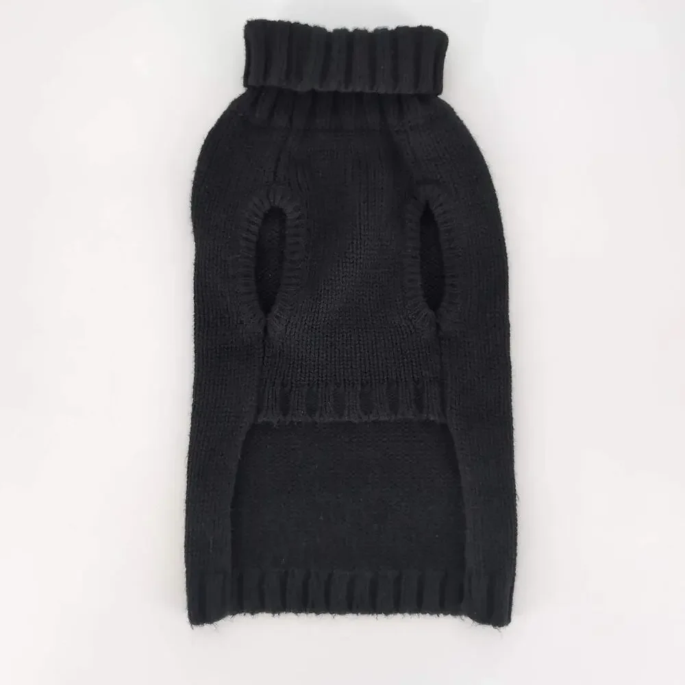 Dog Label by Fab Dog Inc. Black Warm Knitted Dog Puppy Pet Sweater - Size S -GUC